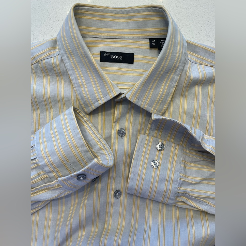 Hugo Boss - all cotton striped dress shirt Size 41 (16”neck)